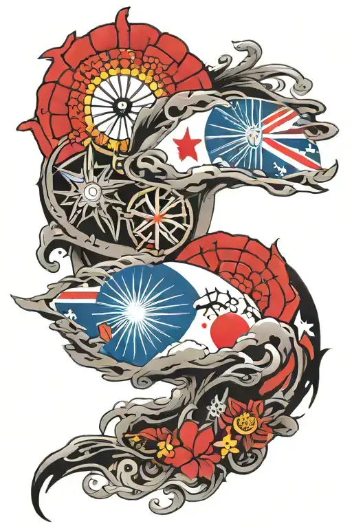 Japan And New Zealand Flag