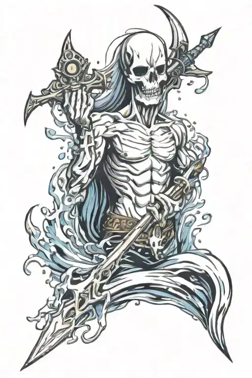 Trident With Water With A Ghost Holding The Trident