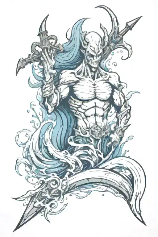 Trident With Water With A Ghost Holding The Trident