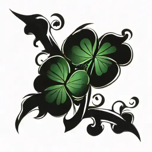 A 3 Leaf Clover With The Number 12 In Tribal Style