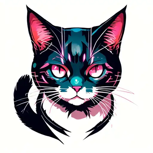 A Cyberpunk Minimalist Cat