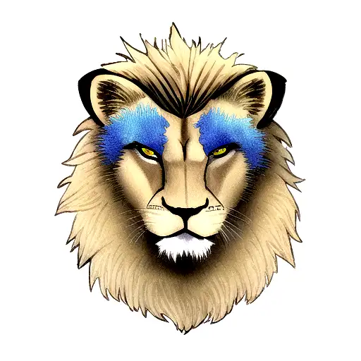 Lion With Blu Eyes And A Scar