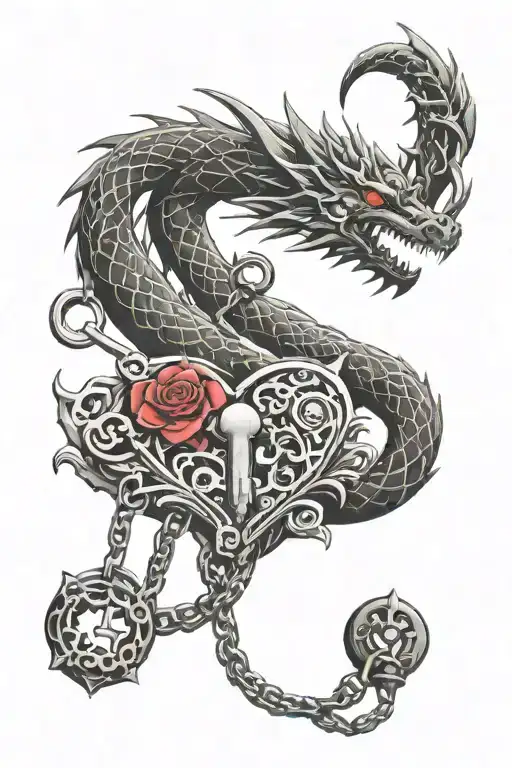 Dragon And Heart Shaped Lock