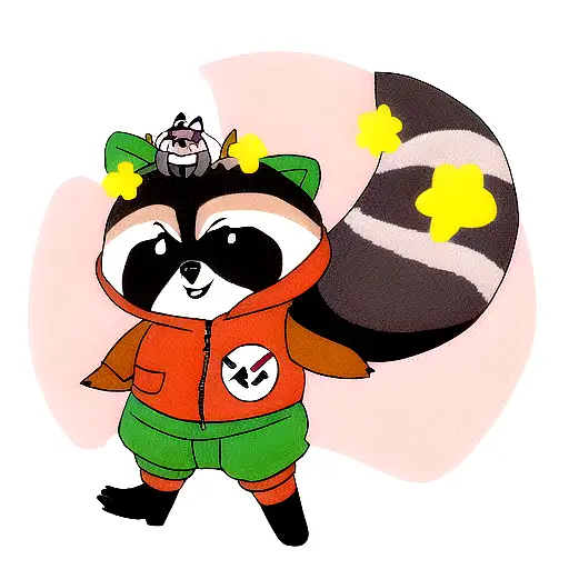 Raccoon In A Robin Outfit