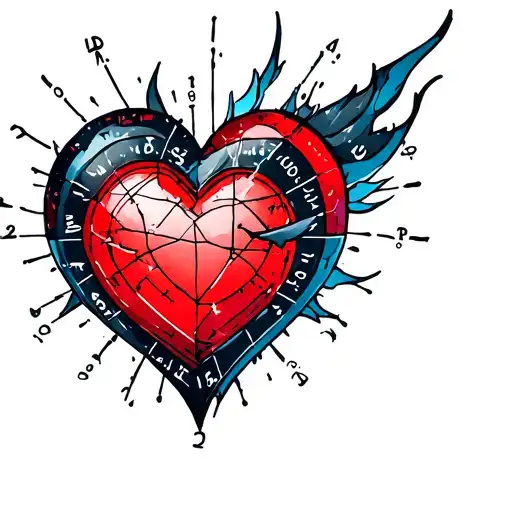 Stylized Heart Surrounded By Gps Coordinates Falling