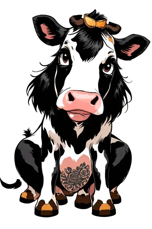 Cow Anime Girl Sitting