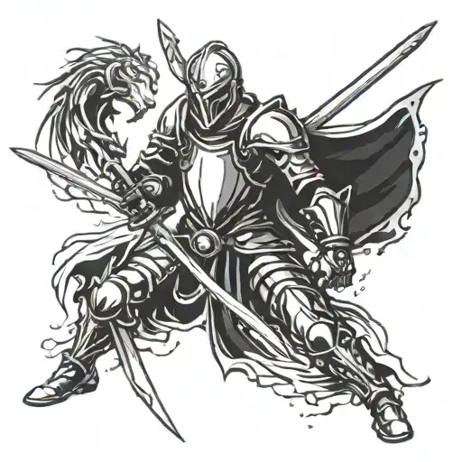 Knight Stabbing Self With Sword