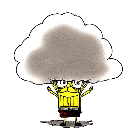 Spongebob Standing Under A Cloud