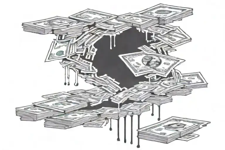 Money Waterfall Coming From Brain Made