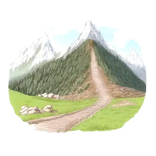 Mountain Landscape With A Trail Leading Into The Distance