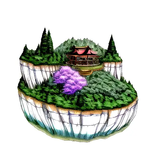 I Want A Forest With Cliff The On The Top There Are Japenice House