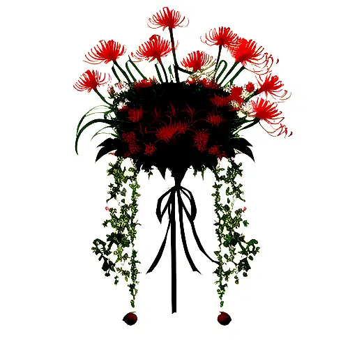 Flowers Spider Lily With Red Ribbon And Bells