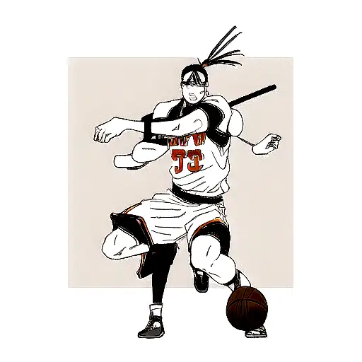 Samurai With Basketball In New York Knicks