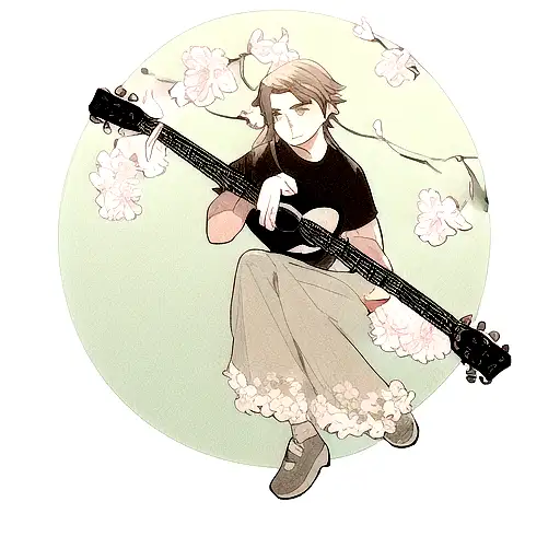 Guitar With Magnolia Flowers And Music Notes For Dad