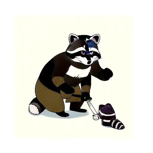 A Raccoon And Her Human Father Committing A Crime