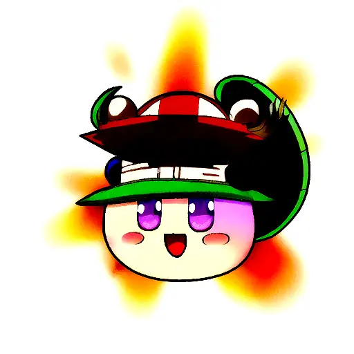 Determined Looking Kirby Wearing Aztec Stone Quetzalcoatl Hat