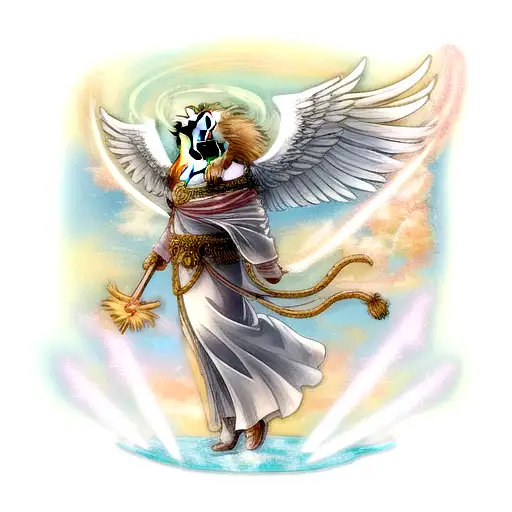 Lion With Angel Wing In Background