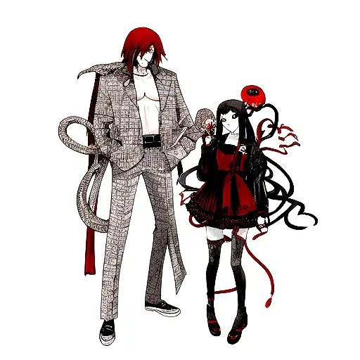 Snake And Red Spider Lily And Skull