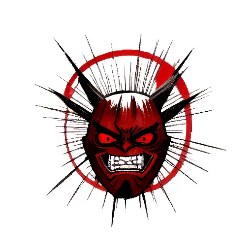 Broken Red And Black Oni Mask