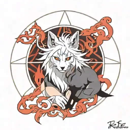 Kurama Being Tamed Geometric Circle