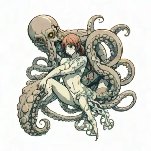 Nude Anime Girl Getting Dominated By An Octopus Wrapped