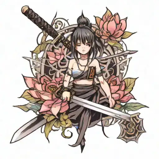 Black Lotus And Katana Sword Piercing