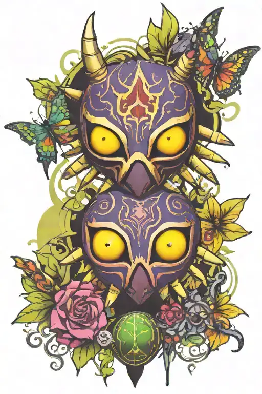 Majoras Mask With Spider Lillys Around It