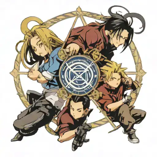 Fullmetal Alchemist Armstrong Siblings With Alchemy Circle Around Them