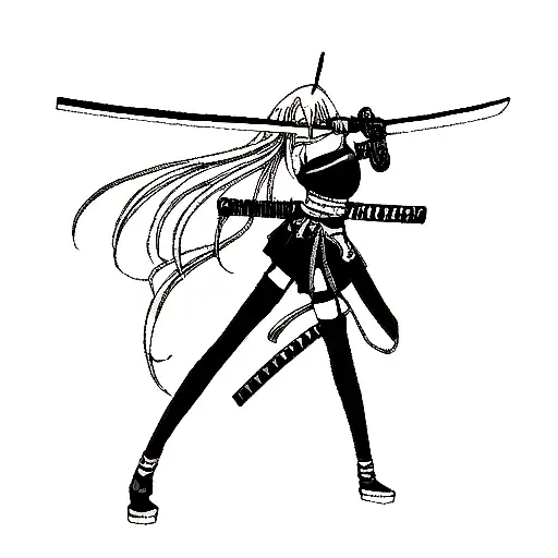 Long Katana With It's Blade Surrounded By Something