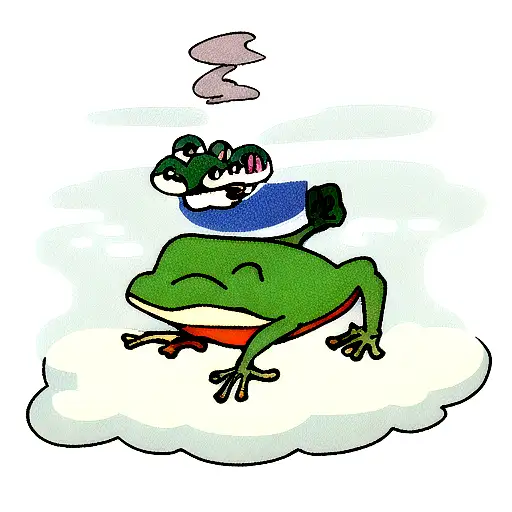 Smoking Frog That Sits On Cloud