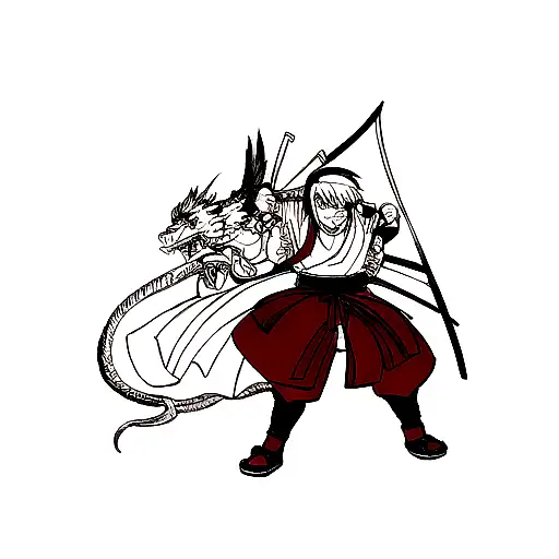 Dragon Fighting Samurai