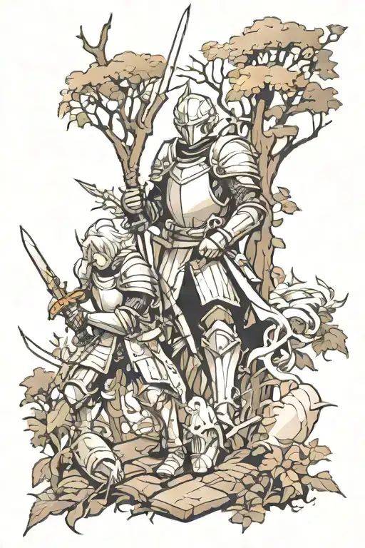 Dark Forest With Knights