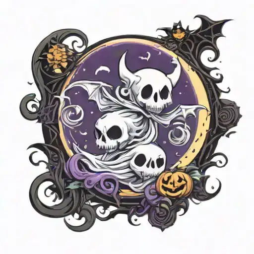 Halloween Moon Ghost Purple