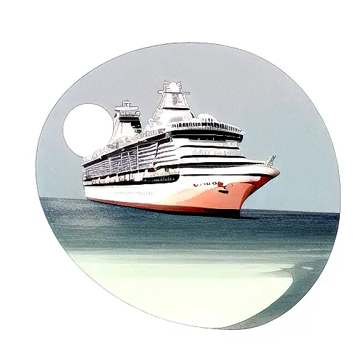 A Cruse Ship Sailing Into The Distance Against The Moon