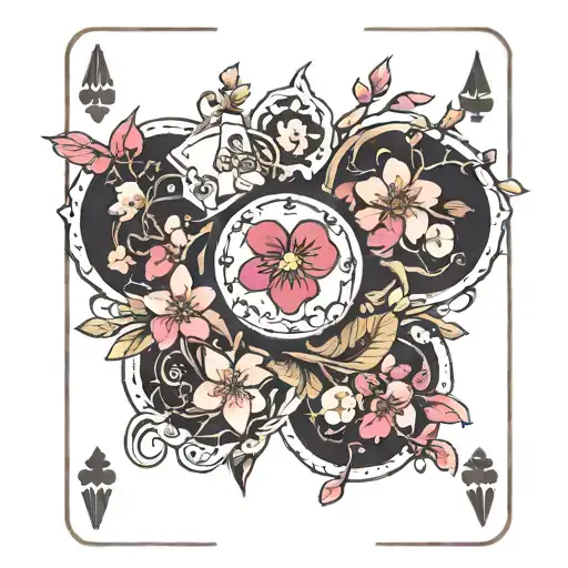 Card Deck And Cherry Blossoms