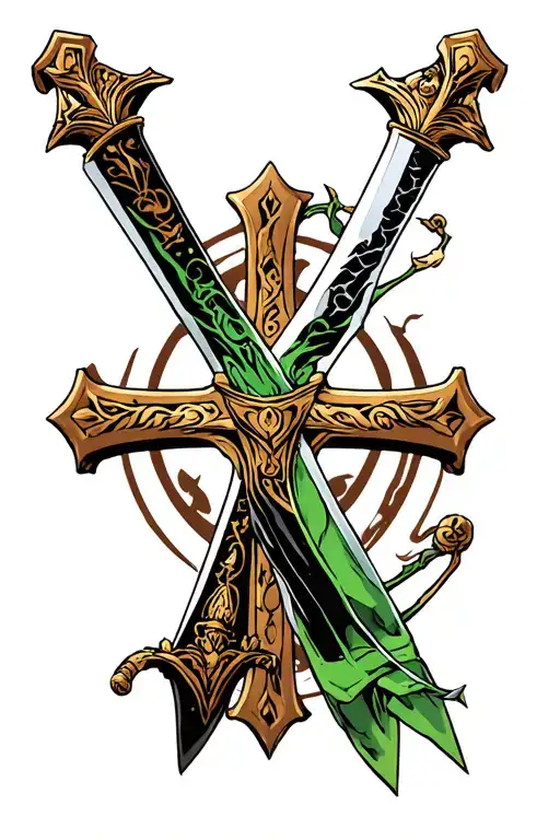 Zoro One Piece Swords And Christain Cross