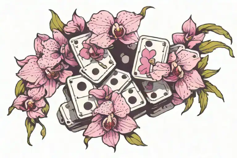Domino Piece With Orchid Flowers