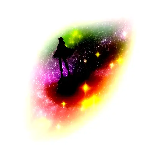 Woman's Silhouette In Pink Galaxy