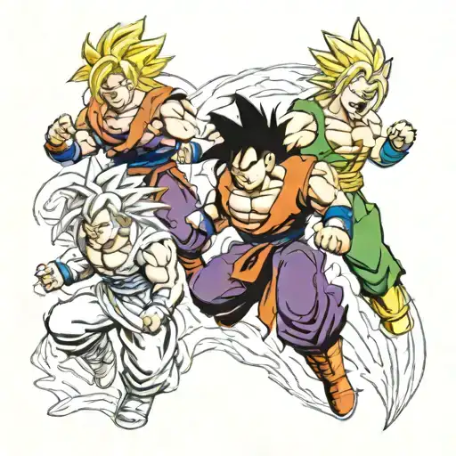 Goku Gohan Broly Vegeta Trunks Charging Up Their Energy Rage