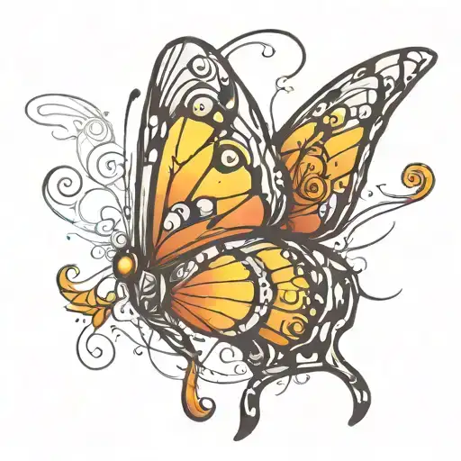 Cartoon Butterfly Fixing Its Own Wing