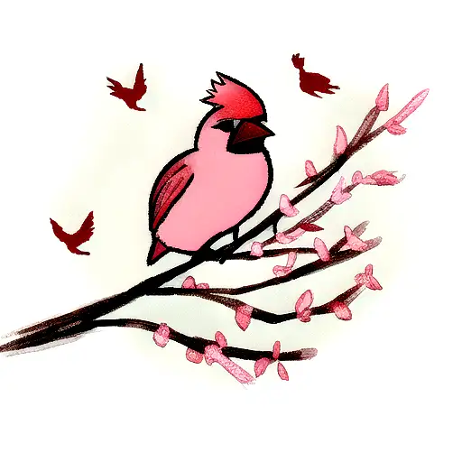 Cardinal With Breast Cancer Awareness Ribbon
