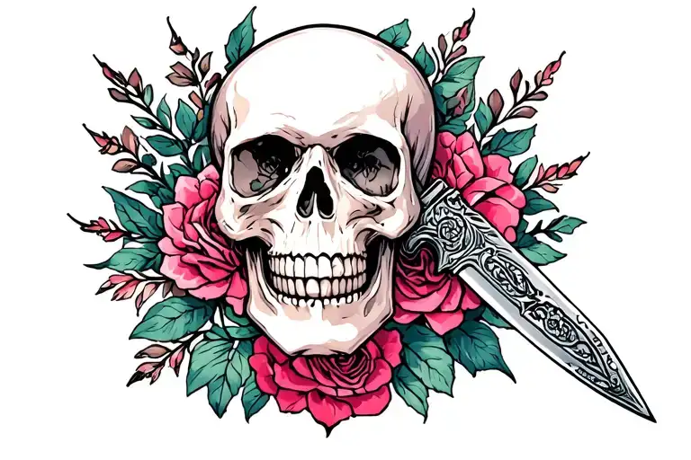 Dark Romance Knife Skull