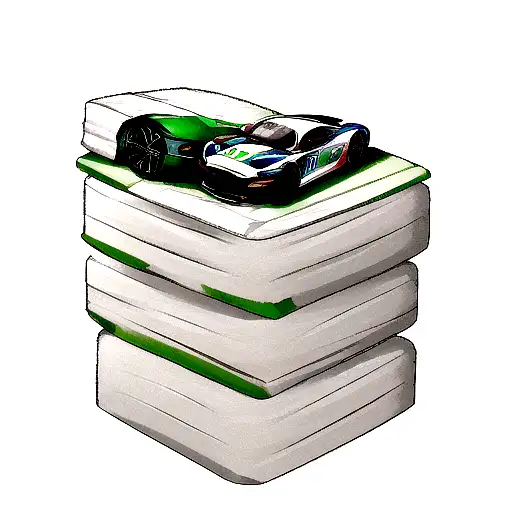 A Sleek Sports Car Racing Through A Stack Of Cash