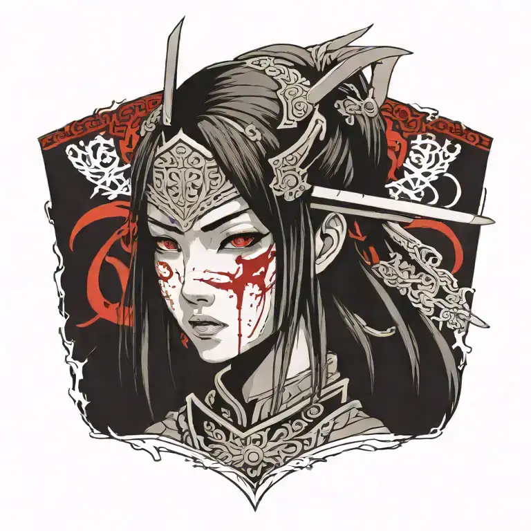 Samurai Girl Dark Souls With Blood On Her Face