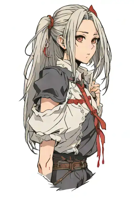 Dark Souls With Hair With Pigtails With Blood On Face Shoulder Portrait