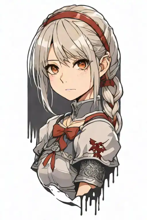 Dark Souls With Hair With Pigtails With Blood On Face Shoulder Portrait