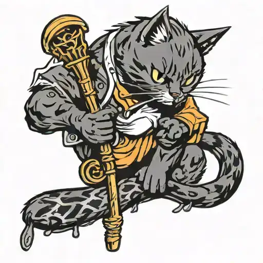 Cat Using Staff As Scratching My Post