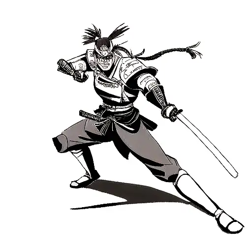 A Fierce Samurai Warrior Holding A Dragon Katana