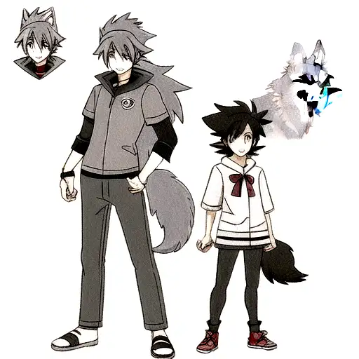 Wolf In Pokemon Style With Two Sides Portraying Good And Evil