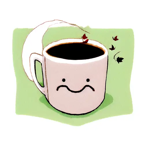 Ghost With Coffee Cup And Falling Leaves